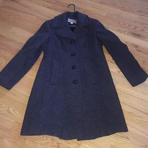 Wool blend long charcoal coat